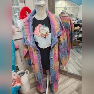One Size Multi Color Cardigan Rainbow Pattern